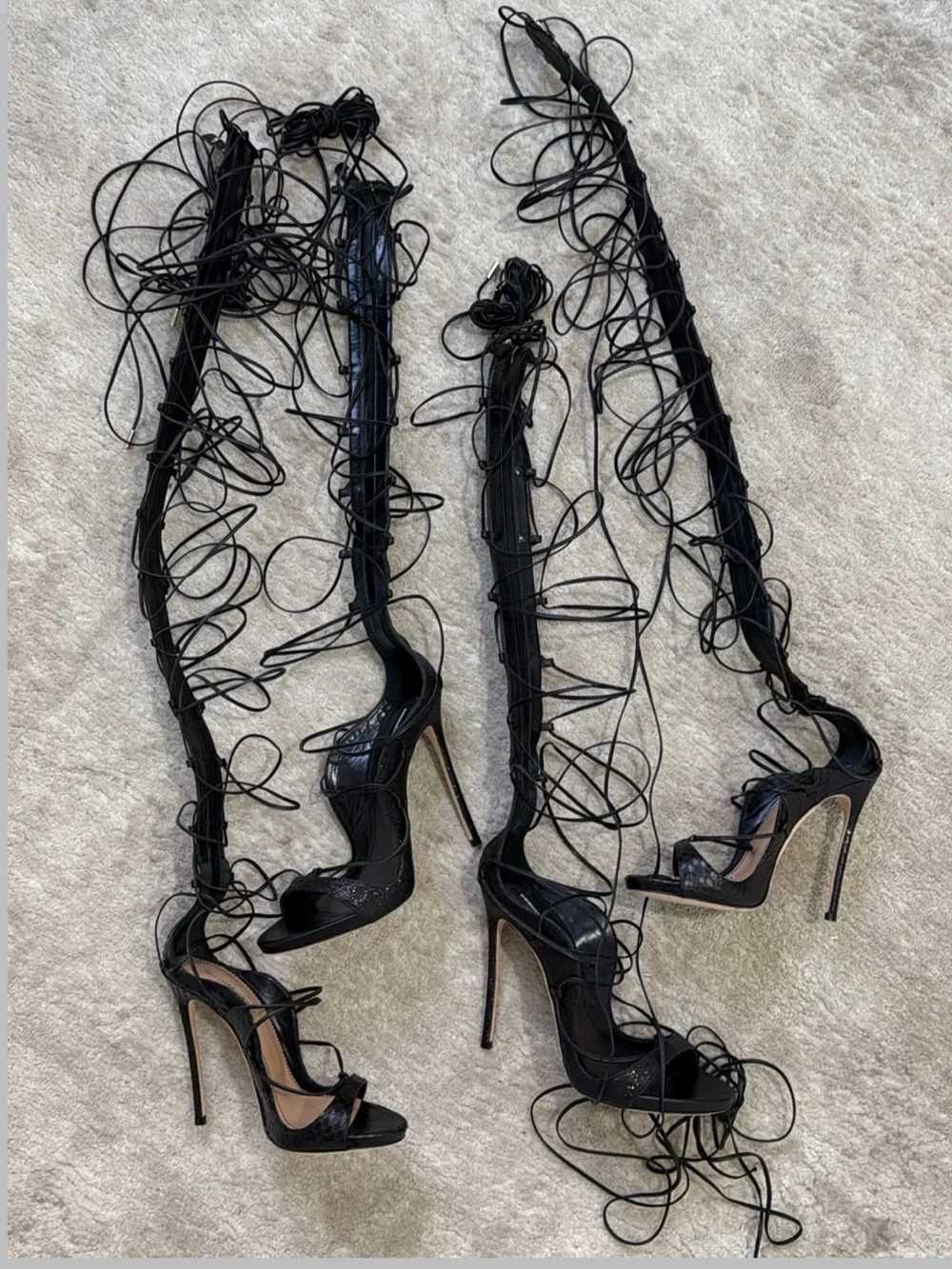 Lace up high heels